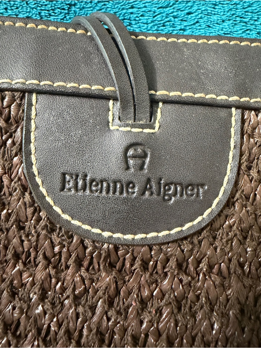 Vintage Etienne Aigner Woven Straw & Leather Shoulder Bag - Good Condition - Picture 5 of 7